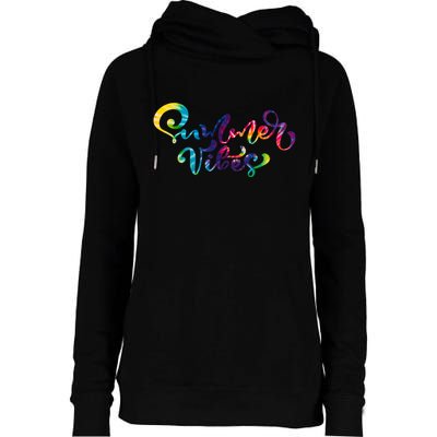 Summer Vibes Tie Dye Colorful Womens Funnel Neck Pullover Hood