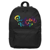 Summer Vibes Tie Dye Colorful 16 in Basic Backpack