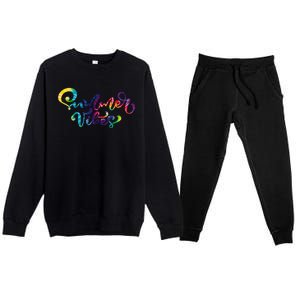 Summer Vibes Tie Dye Colorful Premium Crewneck Sweatsuit Set