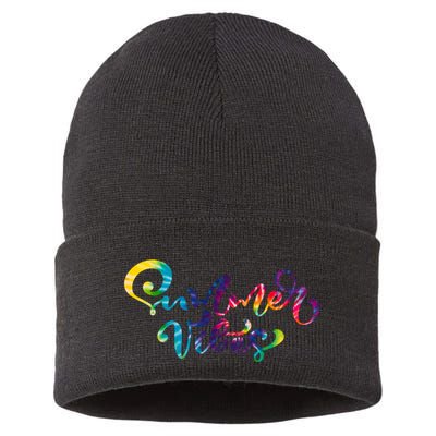 Summer Vibes Tie Dye Colorful Sustainable Knit Beanie