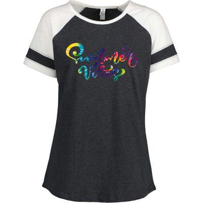 Summer Vibes Tie Dye Colorful Enza Ladies Jersey Colorblock Tee