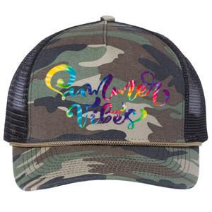 Summer Vibes Tie Dye Colorful Retro Rope Trucker Hat Cap