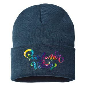 Summer Vibes Tie Dye Colorful Sustainable Knit Beanie