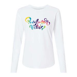 Summer Vibes Tie Dye Colorful Womens Cotton Relaxed Long Sleeve T-Shirt