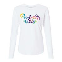 Summer Vibes Tie Dye Colorful Womens Cotton Relaxed Long Sleeve T-Shirt