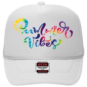 Summer Vibes Tie Dye Colorful High Crown Mesh Back Trucker Hat