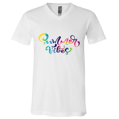 Summer Vibes Tie Dye Colorful V-Neck T-Shirt