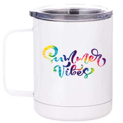 Summer Vibes Tie Dye Colorful 12 oz Stainless Steel Tumbler Cup