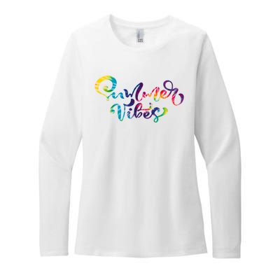 Summer Vibes Tie Dye Colorful Womens CVC Long Sleeve Shirt