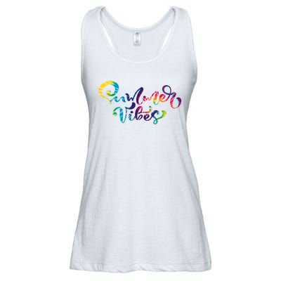 Summer Vibes Tie Dye Colorful Ladies Essential Flowy Tank