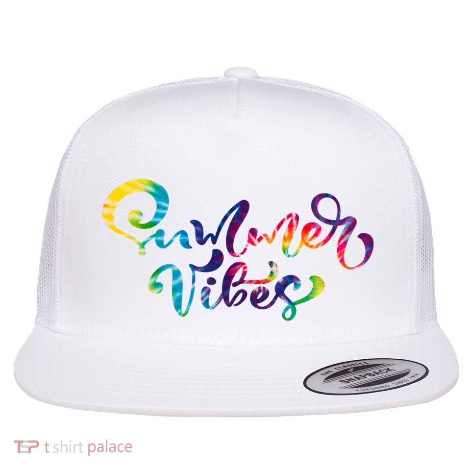Summer Vibes Tie Dye Colorful Flatbill Hat