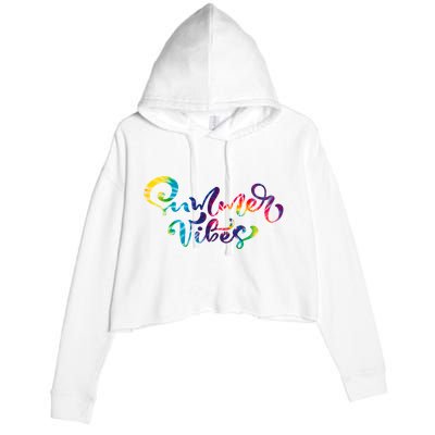 Summer Vibes Tie Dye Colorful Crop Fleece Hoodie
