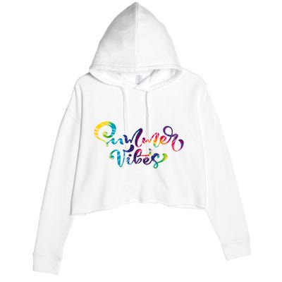 Summer Vibes Tie Dye Colorful Crop Fleece Hoodie