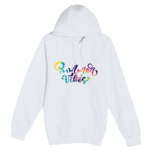 Summer Vibes Tie Dye Colorful Premium Pullover Hoodie