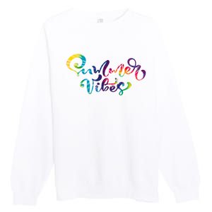 Summer Vibes Tie Dye Colorful Premium Crewneck Sweatshirt