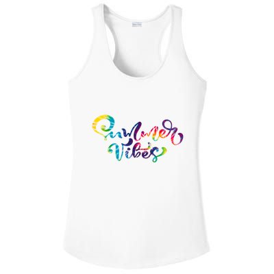 Summer Vibes Tie Dye Colorful Ladies PosiCharge Competitor Racerback Tank