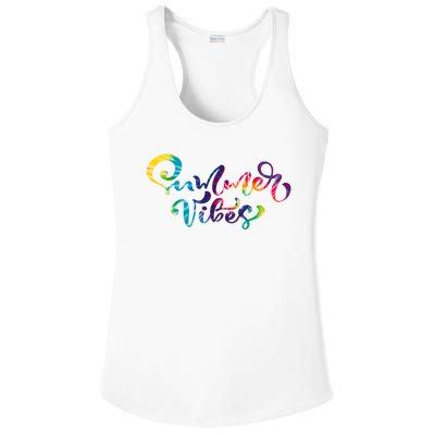 Summer Vibes Tie Dye Colorful Ladies PosiCharge Competitor Racerback Tank