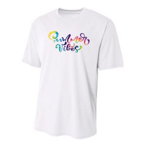 Summer Vibes Tie Dye Colorful Youth Performance Sprint T-Shirt