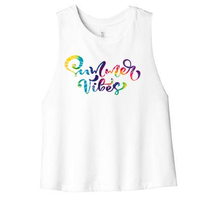 Summer Vibes Tie Dye Colorful Women's Racerback Cropped Tank