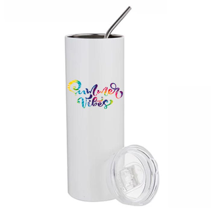 Summer Vibes Tie Dye Colorful Stainless Steel Tumbler