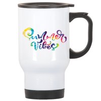 Summer Vibes Tie Dye Colorful Stainless Steel Travel Mug