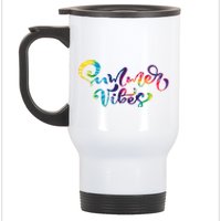 Summer Vibes Tie Dye Colorful Stainless Steel Travel Mug