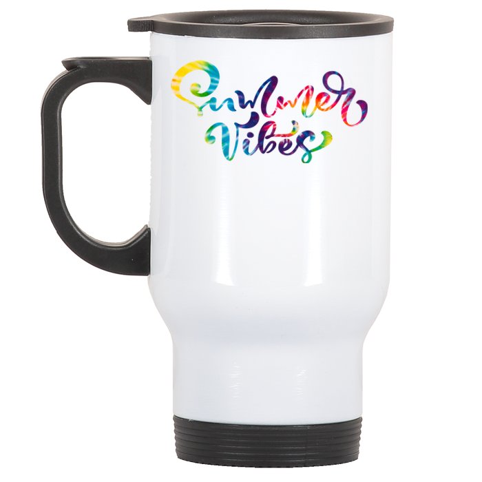 Summer Vibes Tie Dye Colorful Stainless Steel Travel Mug