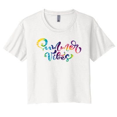 Summer Vibes Tie Dye Colorful Women's Crop Top Tee