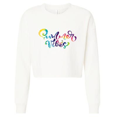 Summer Vibes Tie Dye Colorful Cropped Pullover Crew