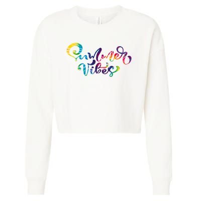 Summer Vibes Tie Dye Colorful Cropped Pullover Crew