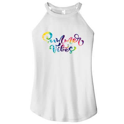 Summer Vibes Tie Dye Colorful Women's Perfect Tri Rocker Tank