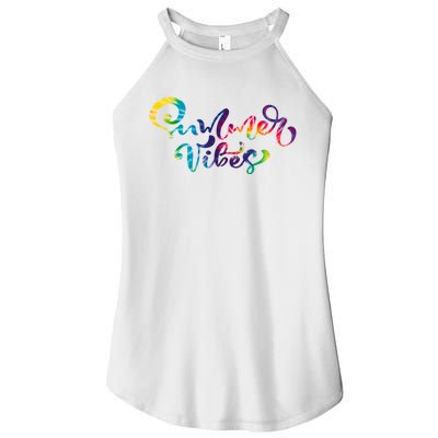 Summer Vibes Tie Dye Colorful Women's Perfect Tri Rocker Tank