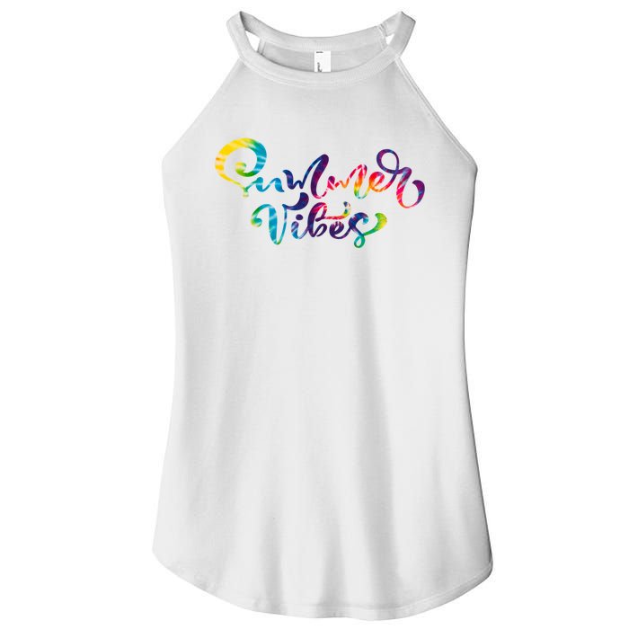 Summer Vibes Tie Dye Colorful Women's Perfect Tri Rocker Tank