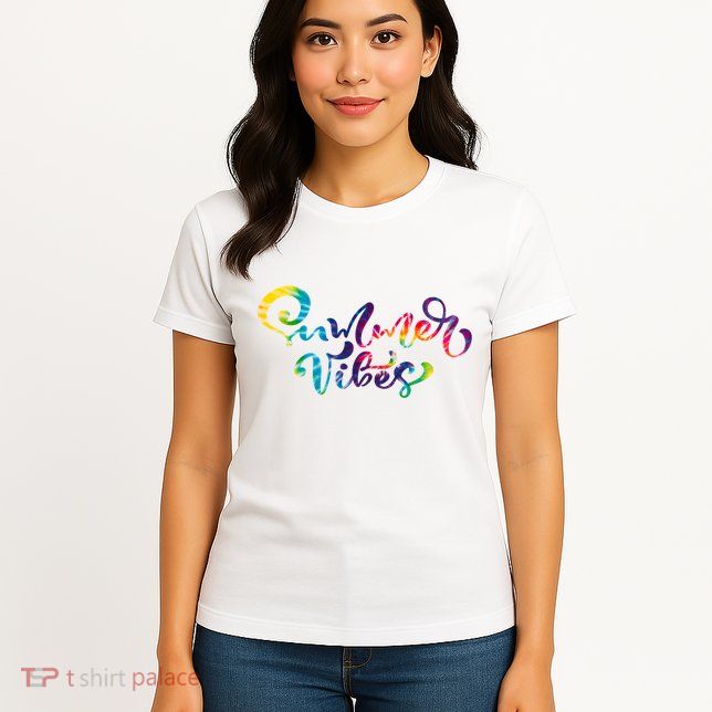 Summer Vibes Tie Dye Colorful Womens T-Shirt