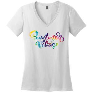 Summer Vibes Tie Dye Colorful Women's V-Neck T-Shirt