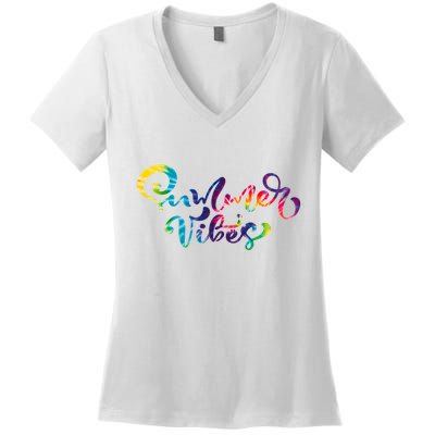 Summer Vibes Tie Dye Colorful Women's V-Neck T-Shirt