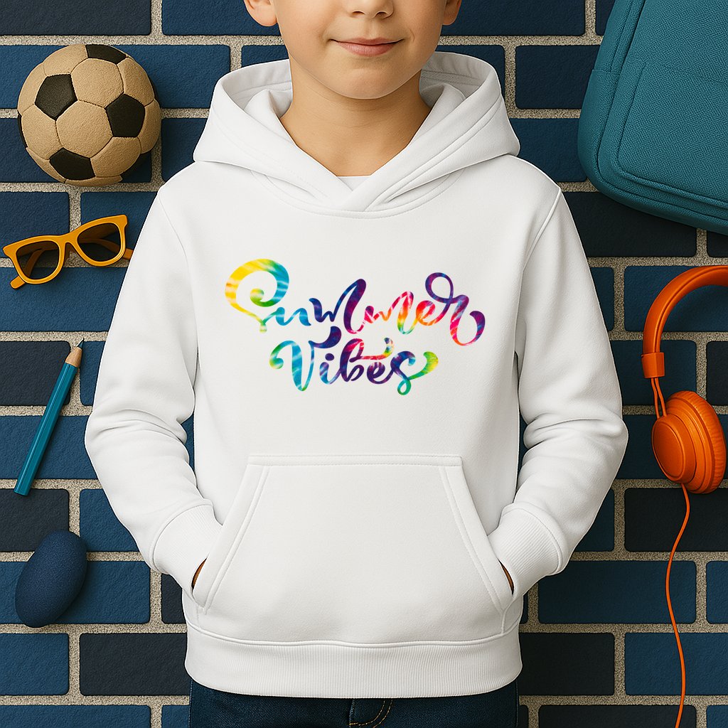 Summer Vibes Tie Dye Colorful Kids Hoodie