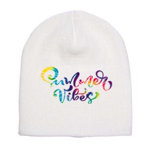 Summer Vibes Tie Dye Colorful Short Acrylic Beanie