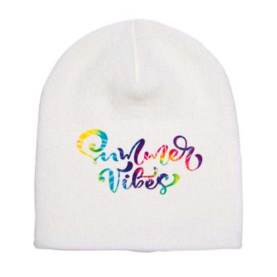 Summer Vibes Tie Dye Colorful Short Acrylic Beanie