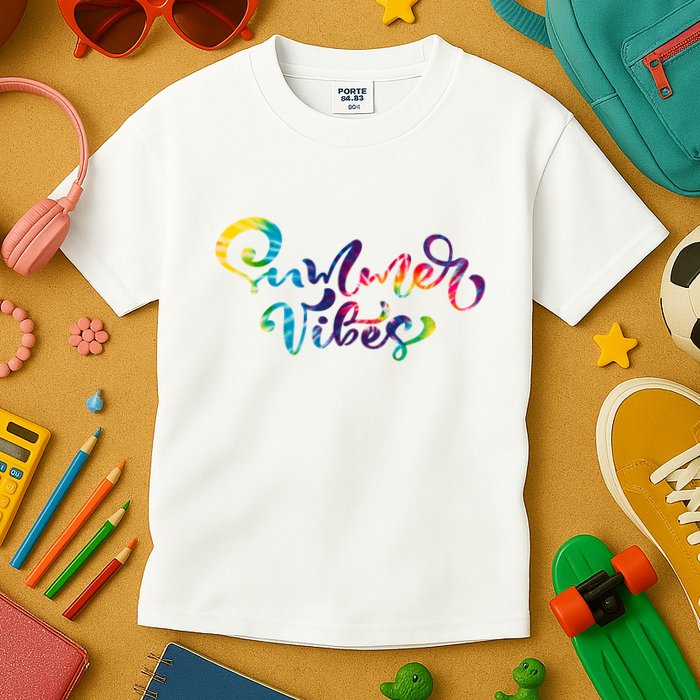 Summer Vibes Tie Dye Colorful Kids T-Shirt