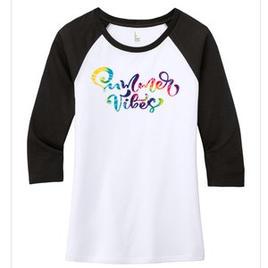 Summer Vibes Tie Dye Colorful Women's Tri-Blend 3/4-Sleeve Raglan Shirt