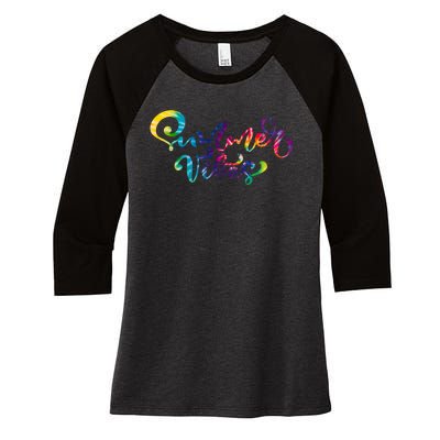 Summer Vibes Tie Dye Colorful Women's Tri-Blend 3/4-Sleeve Raglan Shirt