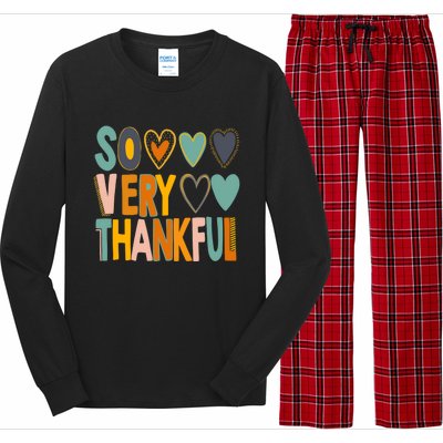 So Very Thankful Colorful Hearts Nice Thanksgiving Gift Long Sleeve Pajama Set