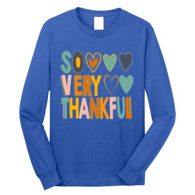 So Very Thankful Colorful Hearts Nice Thanksgiving Gift Long Sleeve Shirt