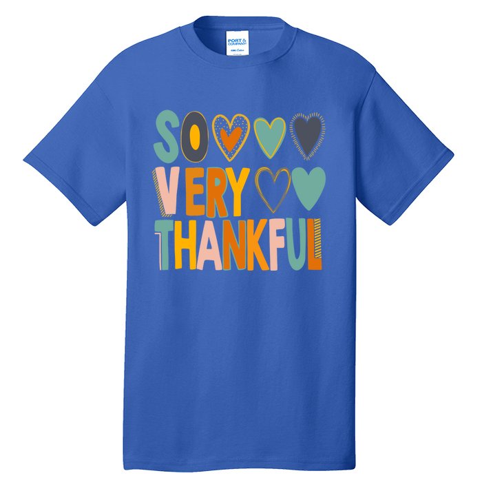 So Very Thankful Colorful Hearts Nice Thanksgiving Gift Tall T-Shirt