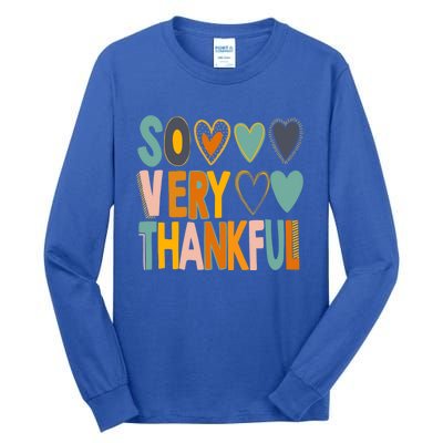 So Very Thankful Colorful Hearts Nice Thanksgiving Gift Tall Long Sleeve T-Shirt