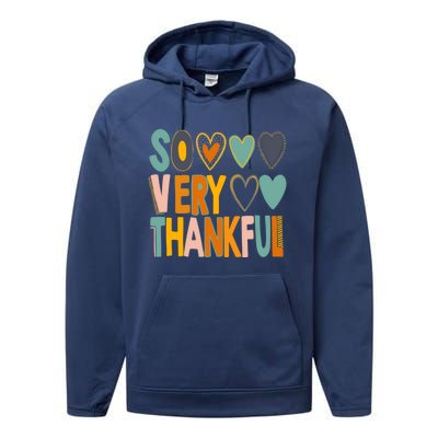 So Very Thankful Colorful Hearts Nice Thanksgiving Gift Performance Fleece Hoodie