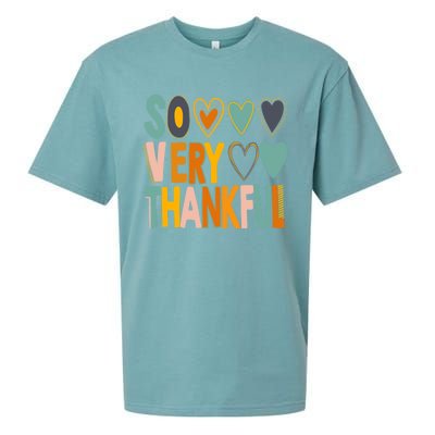 So Very Thankful Colorful Hearts Nice Thanksgiving Gift Sueded Cloud Jersey T-Shirt