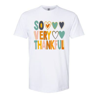 So Very Thankful Colorful Hearts Nice Thanksgiving Gift Softstyle® CVC T-Shirt