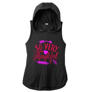 So Very Thankful Gift Ladies PosiCharge Tri-Blend Wicking Draft Hoodie Tank